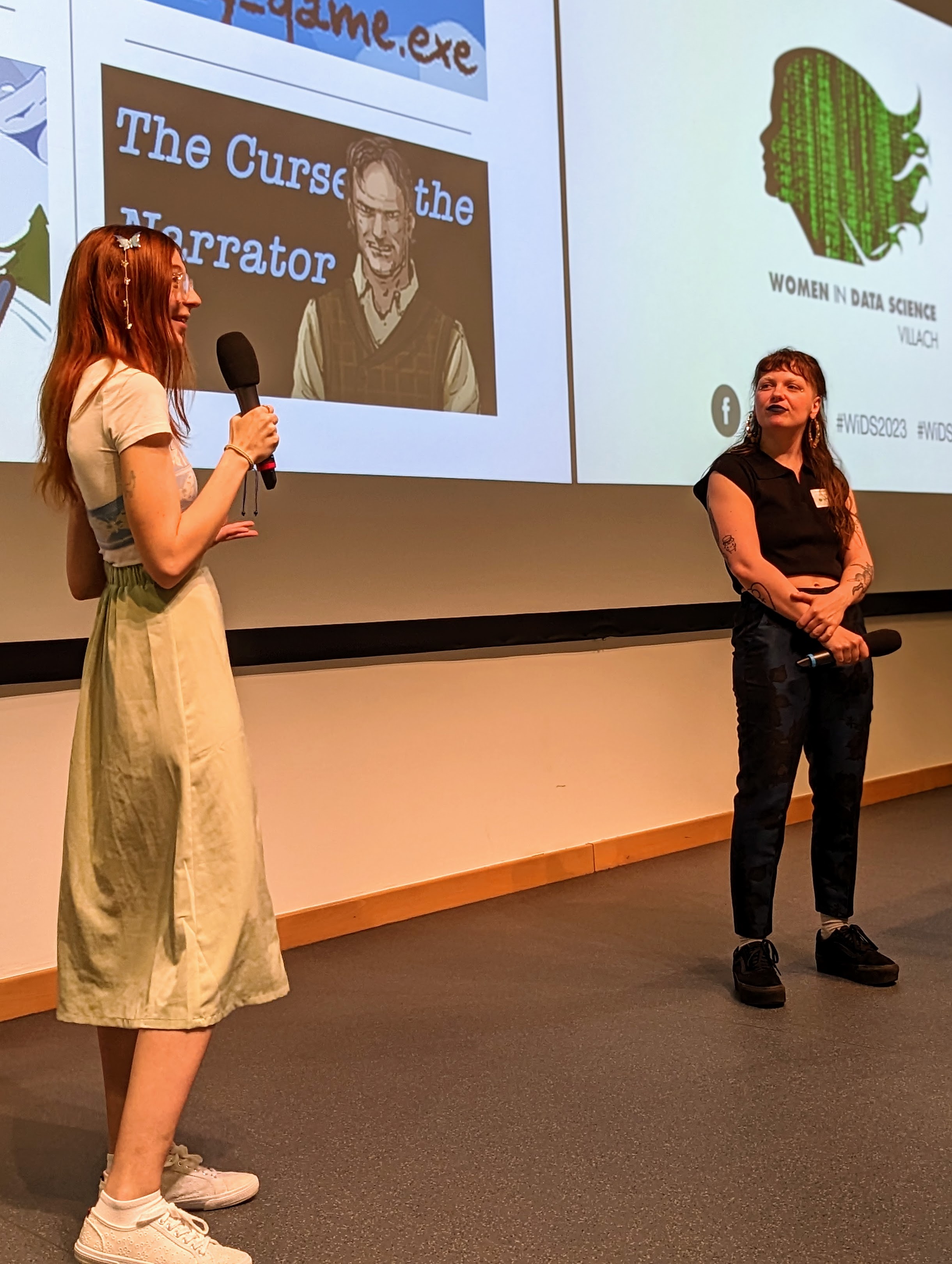 speaking at a stage event